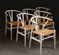 Hans Wegner, 6 vitlackade Y-stolar, CH-24 6