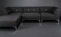 Morten Voss. THE SOFA TWENTYONE. Modulsofa med udskiftelige knapper. Antracit grå med Sky Blue knapper 4 