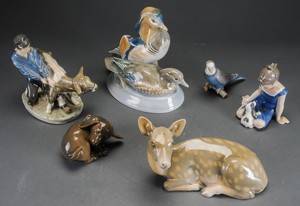 Seks porcelænsfigurer