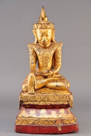 Forgyldt buddha af træ