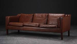 Tre-pers. sofa, læder, dansk møbelproducent