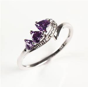 Ring af sterlingsølv med diamant og zirkoner