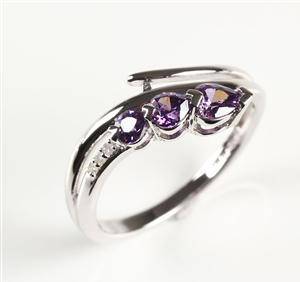 Ring af sterlingsølv med diamanter og zirkoner