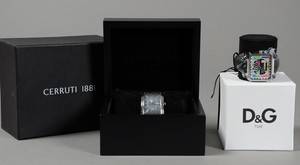 DG Time og Cerruti 1881, to quartz herrearmbåndsure, stål. 2