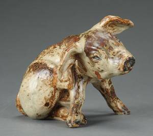 Knud Kyhn. Figur af stentøj i form af gris