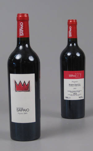 12 flasker Sapaio. årg. 2005. Podere Sapaio, DOC Superiore Bolgheri, Toscana, Bolgheri.