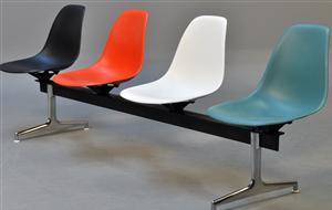 Charles Eames. Vintage 4-personers bænk. L. 248 cm