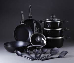 Stort non-stick grydesæt med tilbehør, KEOPS Collection, sort 