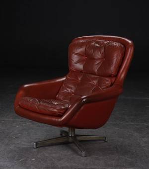 Lænestol, læder, 1960erne, dansk møbelproducent