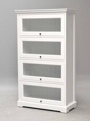 Vitrineskab, hvid antikbemalet træ