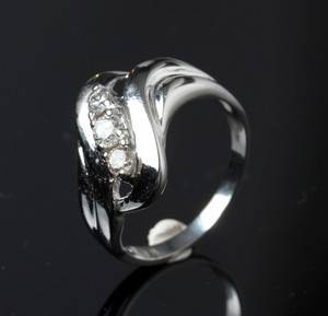 Brillantring, 14 kt rhodineret guld, ca. 0.27 ct