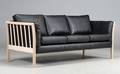 Dansk Design Skagen Tremmesofa 3 pers., i sæbebehandlet ask m. hynder i sort læder