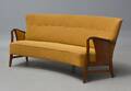 Knapsyet bananformet sofa med stel af bejdset bøg, 1950erne