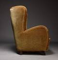 Dansk møbelarkitekt, øreklapstol, gullig, 1940erne