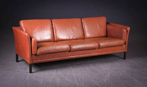 Dansk Møbelproducent. Sofa, brun læder