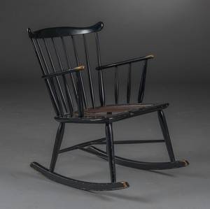 Børge Mogensen. Gyngestol af sortlakeret træ, FDB  