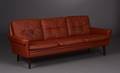 Skippers møbler, tre-pers. sofa, læder, teak 