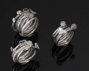Samling ringe af sterlingsølv. Spinning Jewelry. 12