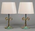 Par bordlamper, patineretpoleret metal, 1900-tallets slutning. 2