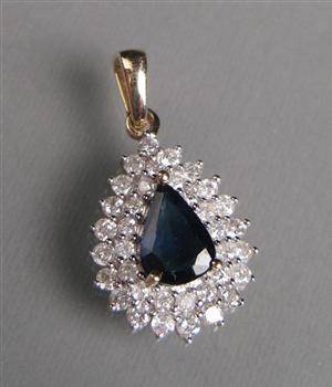 Safir- og brillant vedhæng