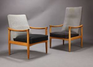 Fritz Hansen. Høj-samt lav lænestole samt løst stel 3