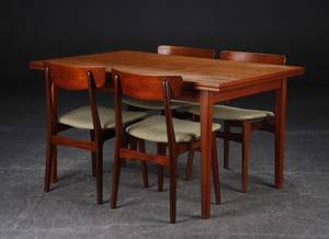 Spisebord af teak med fire spisestole, 1960erne, dansk møbelproducent 5