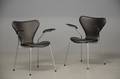 Arne Jacobsen, par armstole, model 3207, Syveren, nybetrukket med Savanne læder 2
