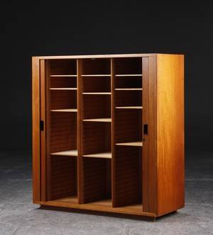 Jalousiskab af teak, dansk møbelproducent, 1950erne