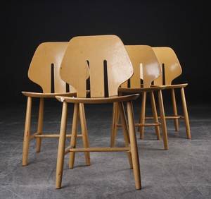 Ejvind A. Johansson. Fire stole, bemalet træ, model J67 4