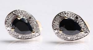 Safir og diamant ørestikkere. Et par. 2