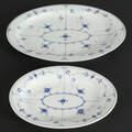 Royal Copenhagen, 2 ovale i riflet porcelæn 2