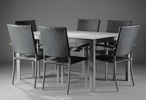 Havebord med seks stole af aluminium og polyrattan 7