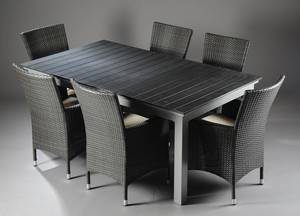 Havebord med seks stole af polyrattan 7