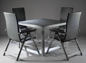 Havebord med fire stole af polyrattan og nonwood 5
