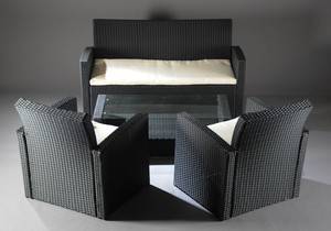 Havemøbler. Loungesæt af sort polyrattan 4