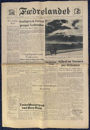 1945. FÆDRELANDET. Partiavis for D.N.S.A.P. Nr. 95, Lørdag den 7. April 1945. 8 sider. Foldet, men i meget god stand.