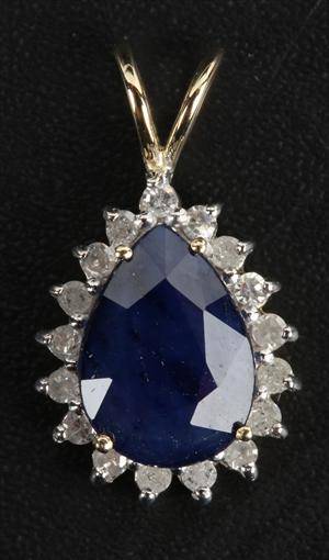 Safir- og diamantvedhæng 