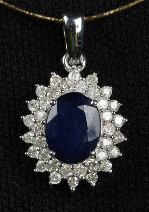 Safir- og diamantvedhæng