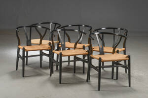 Hans J. Wegner. Seks stole, model CH-24, sort 6