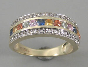Safir- og diamantring