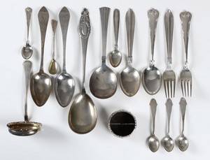 Samling bestik, sølv og sterling sølv 16