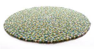 Rug Balls Green, tæppe af new zealandsk uld Ø 140 cm.