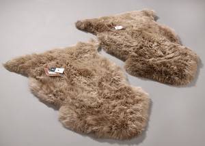To New Zealandske lammeskind. Farve TaupeSand