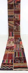 Handknuten persisk gallerimatta, patchwork 524 x 84 cm