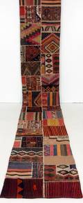 Handknuten persisk gallerimatta, patchwork 517 x 81 cm