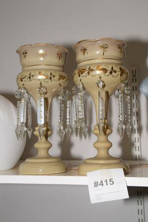 Blomvaser 2 st med kristaller, H 30 cm