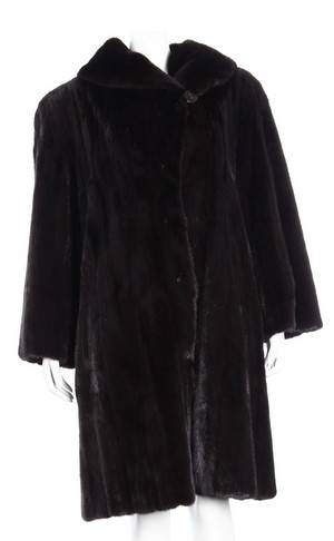 Saga, frakke, mørk brun mink