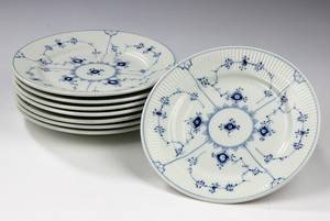 Royal Copenhagen, musselmalet jernporcelæn, 8 middagstallerkener 8
