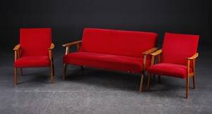 Tre-pers. sofa samt to lænestole, 1960erne, dansk møbelproducent 3