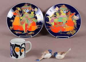 Samling Bjørn Wiinblad fade, Royal Copenhagen figurer mm. 5